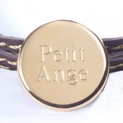 Bracelet cuir personnalisé médaille plaqué or