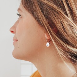 Boucles d'oreilles créoles personnalisées - howlite - Plaqué or
