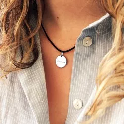 Collier cordon médaille personnalisée argent