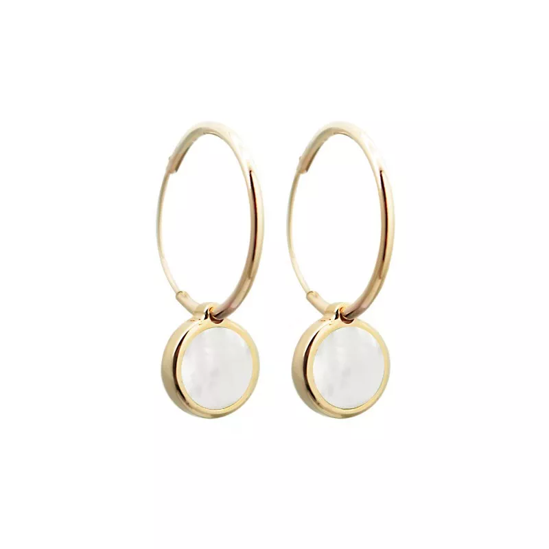 Boucles d'oreilles créoles personnalisées - nacre - Plaqué or Boucles d'oreilles créoles personnalisées - nacre - Plaqué or