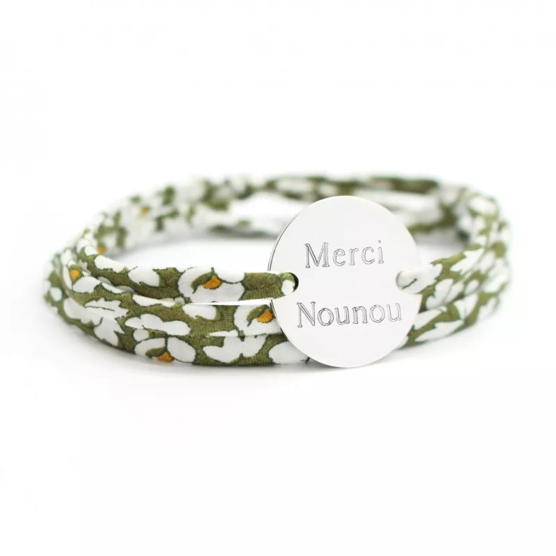 bracelet cordon médaille personnalisée argent