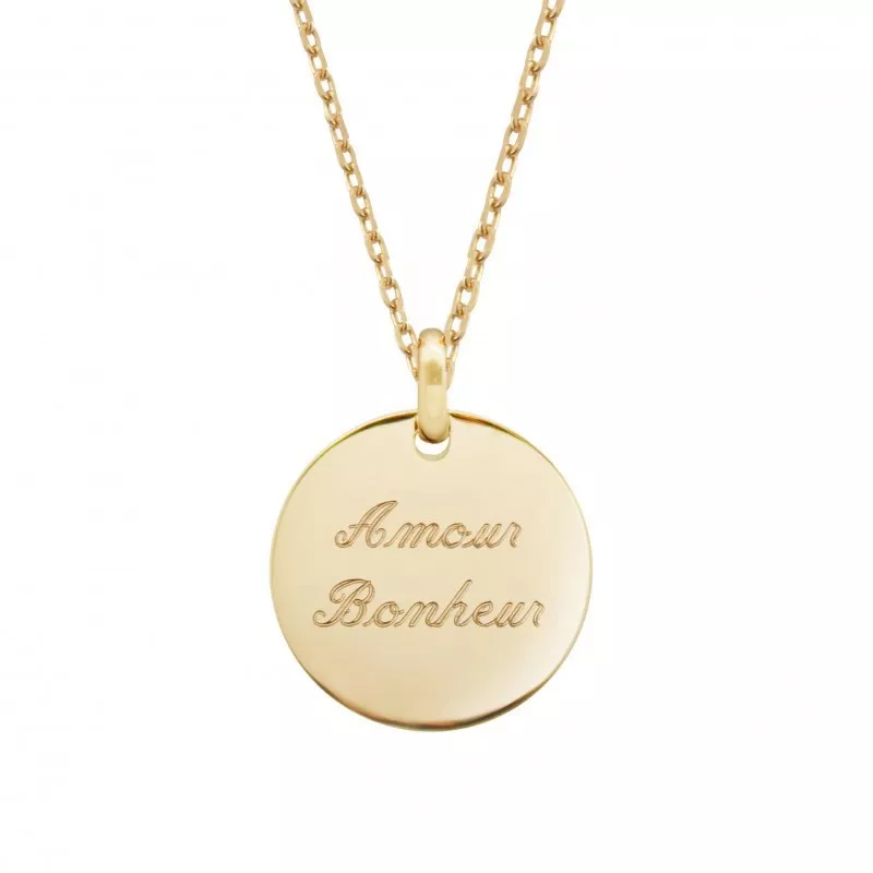collier médaille plaqué or à graver collier médaille plaqué or à graver