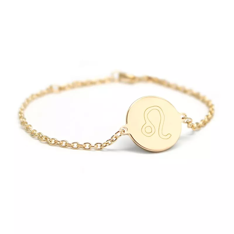Bracelet médaille astrologie personnalisable - Lion Bracelet médaille astrologie personnalisable - Lion