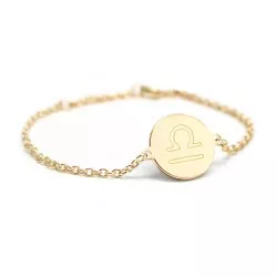 Bracelet chaine médaille plaqué or à graver - astrologie