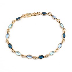 Bracelet plaqué or et cristal bleu