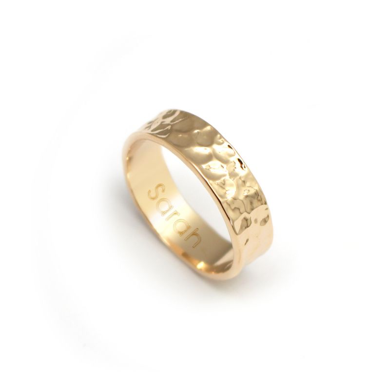 Bague Martelée En Plaqué Or - Taille 51/52 - Finition Mat (Maty) - Neuf Avec Étiquettes
