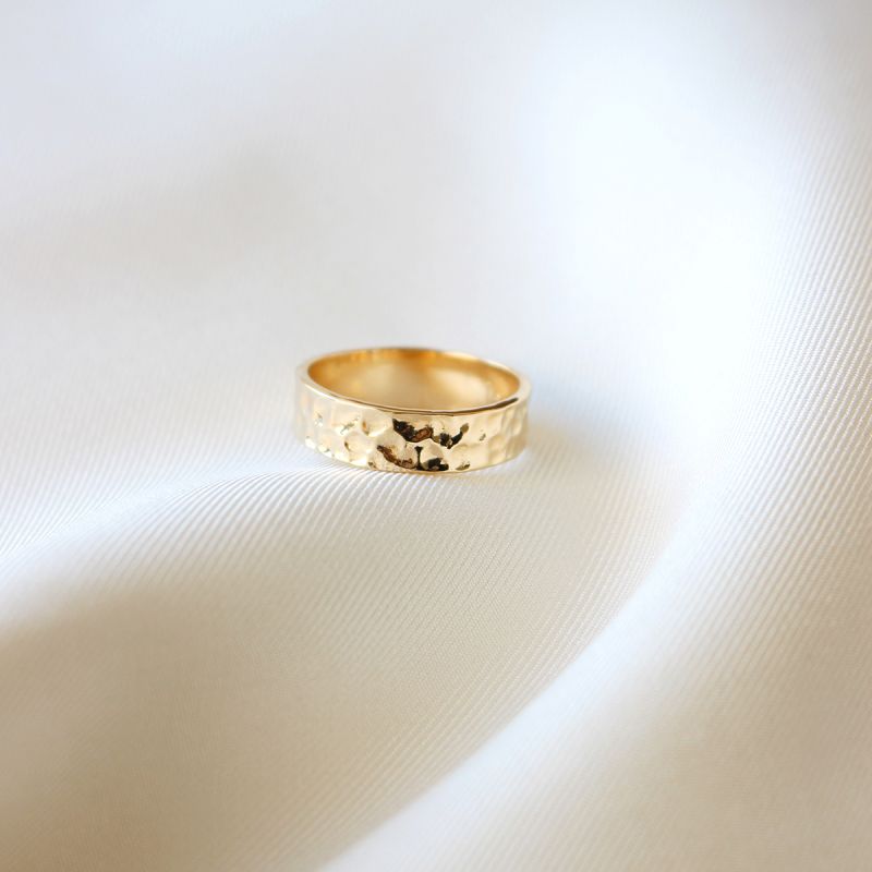 Bague T56 Feuille Martelée Plaqué Or 18K 5 Microns Dolly-Bijoux - Taille 56, Neuf Avec étiquettes