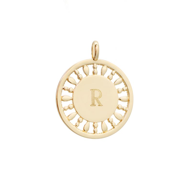 pendentif médaille soleil personnalisée plaqué or