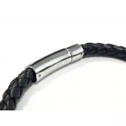bracelet homme gravé personnalisé en cuir noir