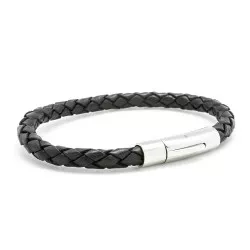bracelet gravé cuir noir homme personnalisé