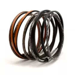 bracelet cuir femme cognac à graver - acier