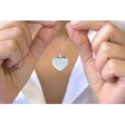 Sautoir Petit Coeur à graver - Argent