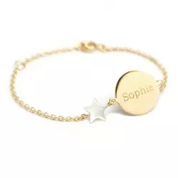 bracelet chaine enfant personnalisé étoile nacre plaqué or