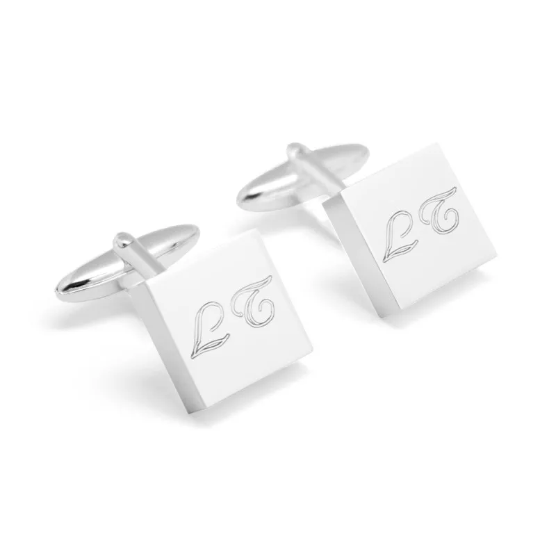 boutons de manchettes personnalisés carrés argent boutons de manchettes personnalisés carrés argent