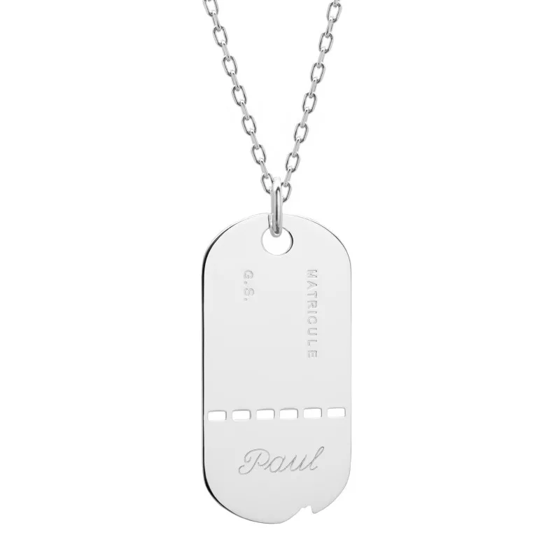 collier homme à personnaliser plaque GI militaire collier homme à personnaliser plaque GI militaire