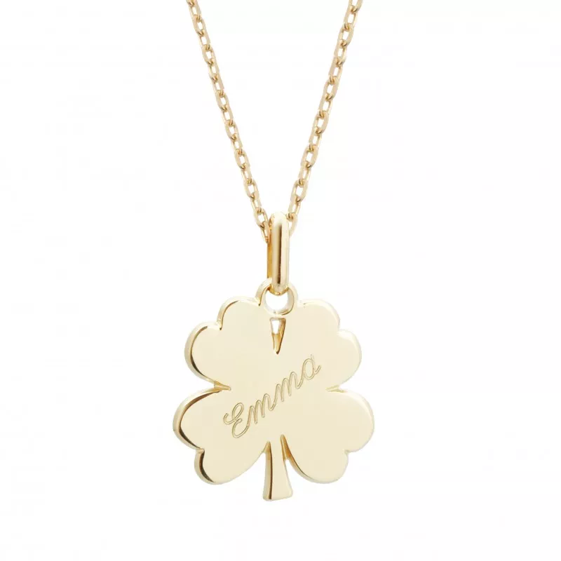 collier personnalisé trèfle plaqué or