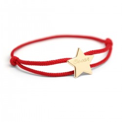 Bracelet cordon personnalisable étoile plaqué or