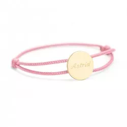 bracelet cordon médaille ronde femme plaqué or