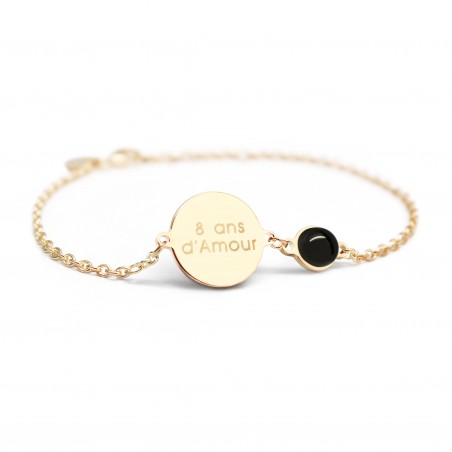 Collier MACPOCOL 40 Cm - Pierre Noire, Plaqué Or, 2,53 G, Modèle 290125-C11, Occasion