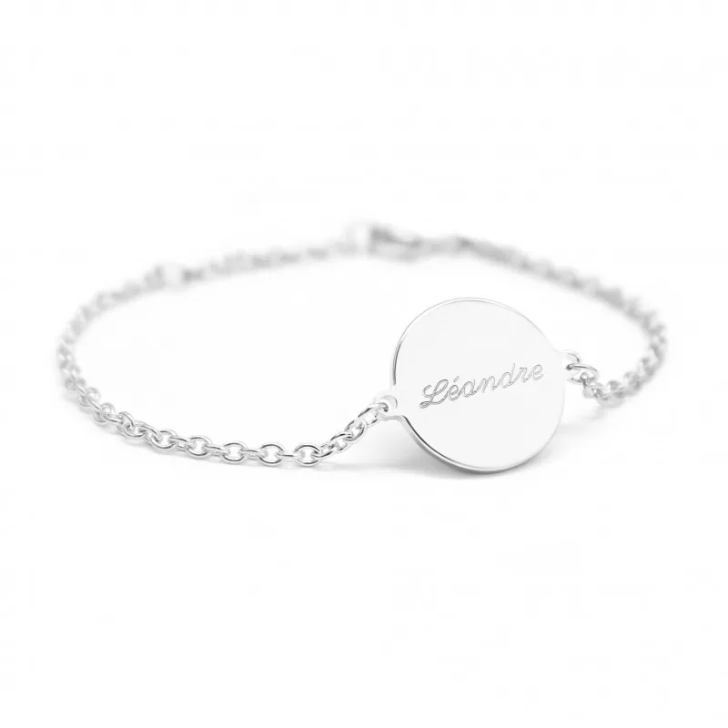 Bracelet chaine médaille personnalisé en argent