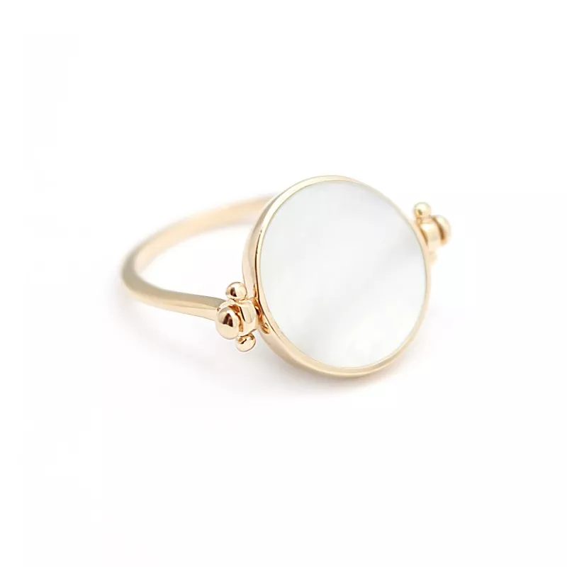 Bague Personnalisée Nacre Ronde Plaqué or Bague Personnalisée Nacre Ronde Plaqué or