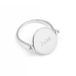 bague gravé nacre ronde et argent