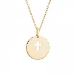 collier médaille croix laquée ivoire à personnaliser plaqué or