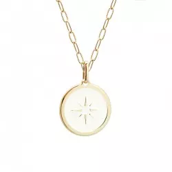 Collier Personnalisé médaille rose des vents ivoire