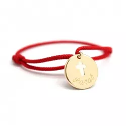 Bracelet cordon médaille croix personnalisé