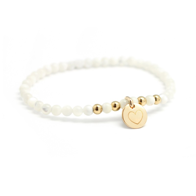 Bracelets élégants Extensibles Pour Femme - Set Superposition Avec Perles Et Pendentif Croix Blanche - Matériau Doré CCB Léger