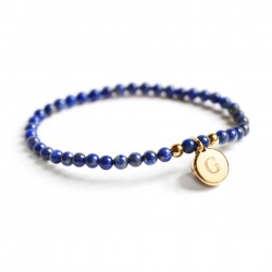 verso bracelet perles lapis lazuli gravé