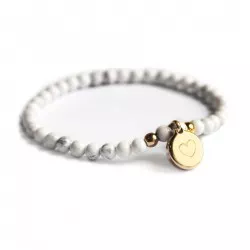 verso bracelet pierre howlite gravé plaqué or